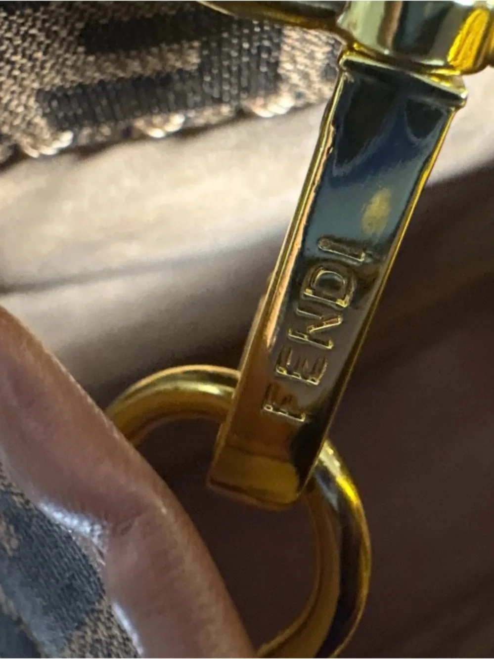Fendi Brown Monogram Tote with Tortoiseshell Handles